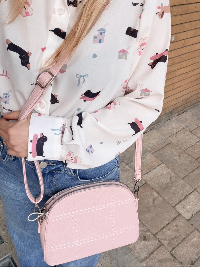 Borsetta rosa finiture con tracolla