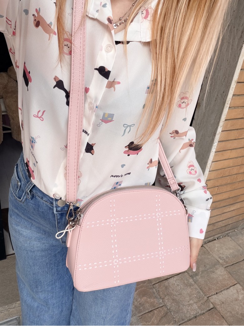 Borsetta rosa finiture con tracolla