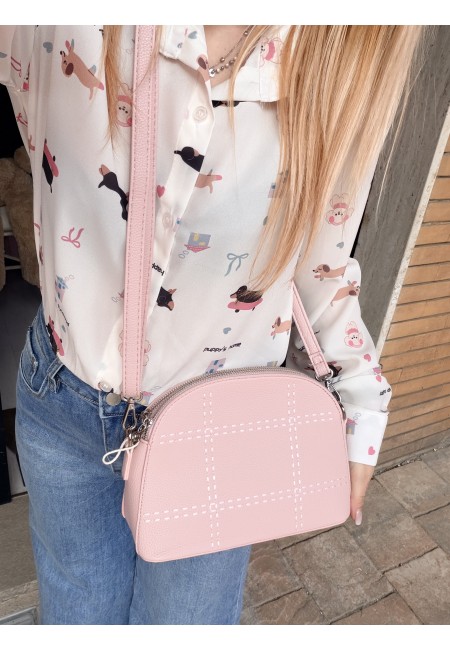 Borsetta rosa finiture con tracolla