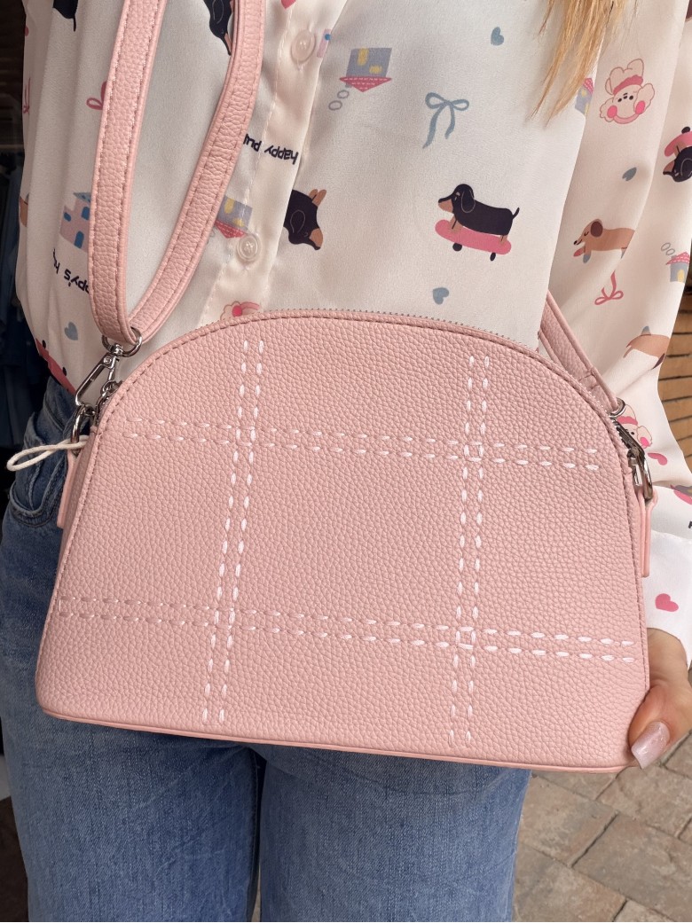Borsetta rosa finiture con tracolla