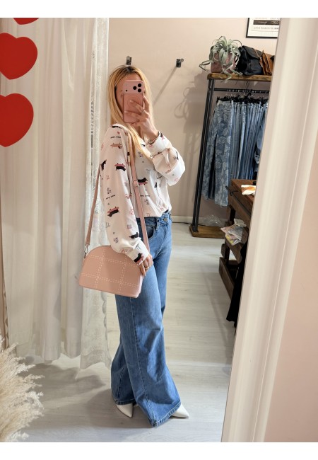 Borsetta rosa finiture con tracolla