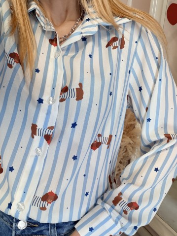 Camicetta fantasia righe stelline e bassotti