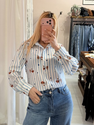 Camicetta fantasia righe stelline e bassotti 2