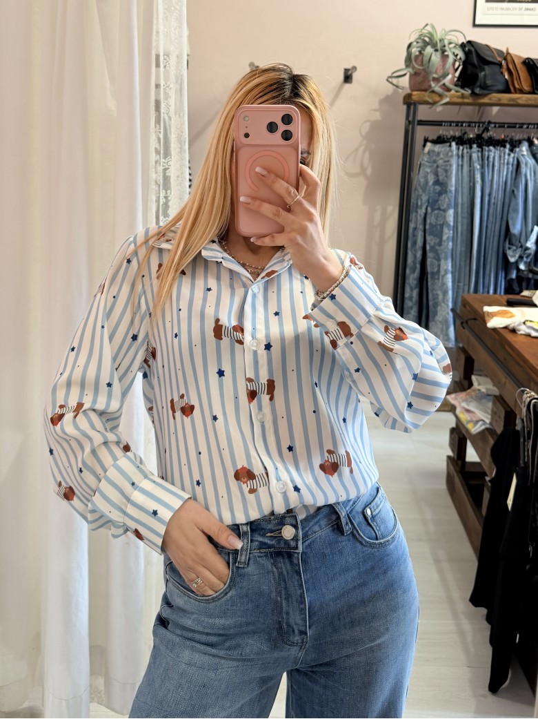 Camicetta fantasia righe stelline e bassotti