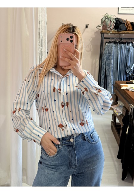 Camicetta fantasia righe stelline e bassotti