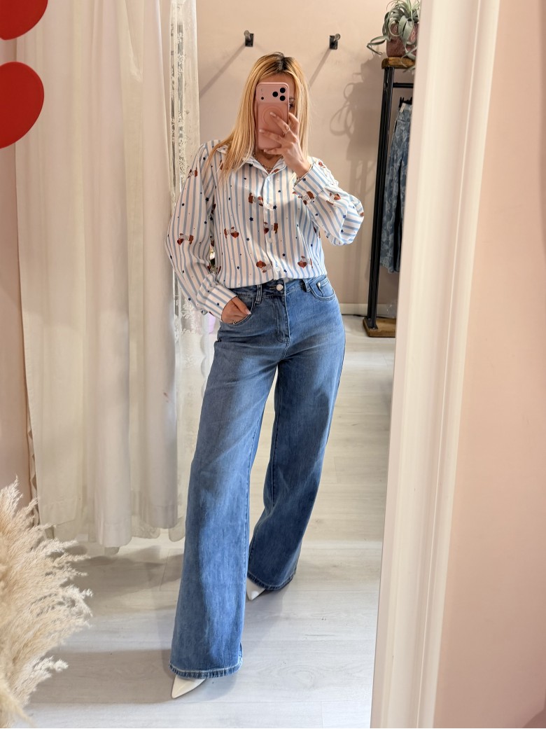 Camicetta fantasia righe stelline e bassotti