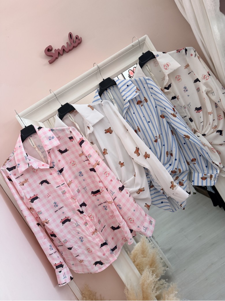 Camicetta fantasia righe stelline e bassotti