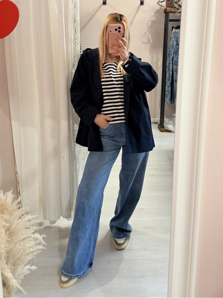 Giubbino trench impermeabile blu