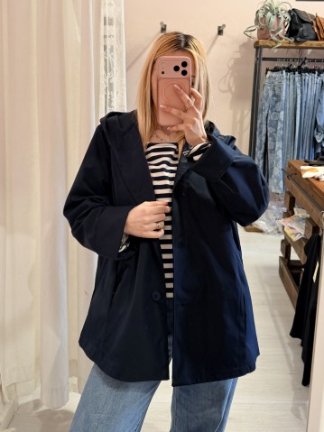 Giubbino trench impermeabile blu
