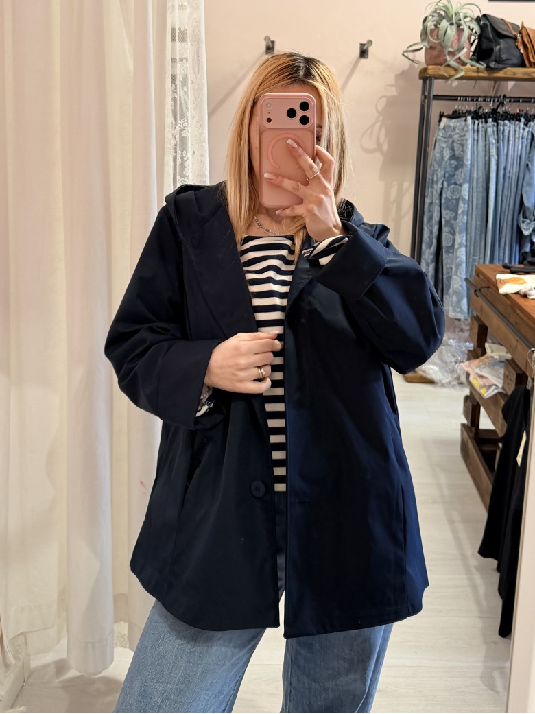 Giubbino trench impermeabile blu