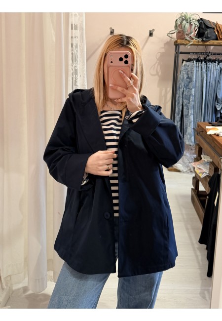 Giubbino trench impermeabile blu