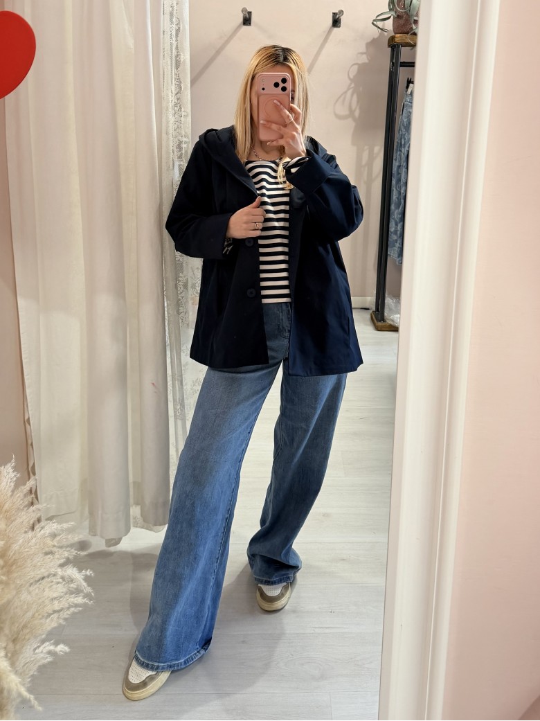 Giubbino trench impermeabile blu