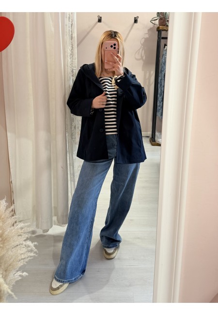 Giubbino trench impermeabile blu