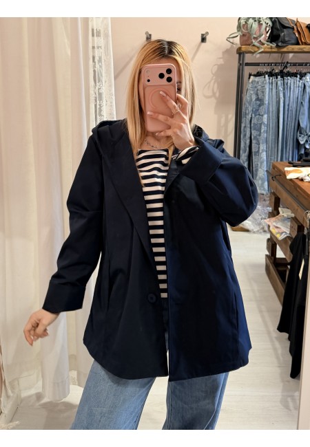 Giubbino trench impermeabile blu