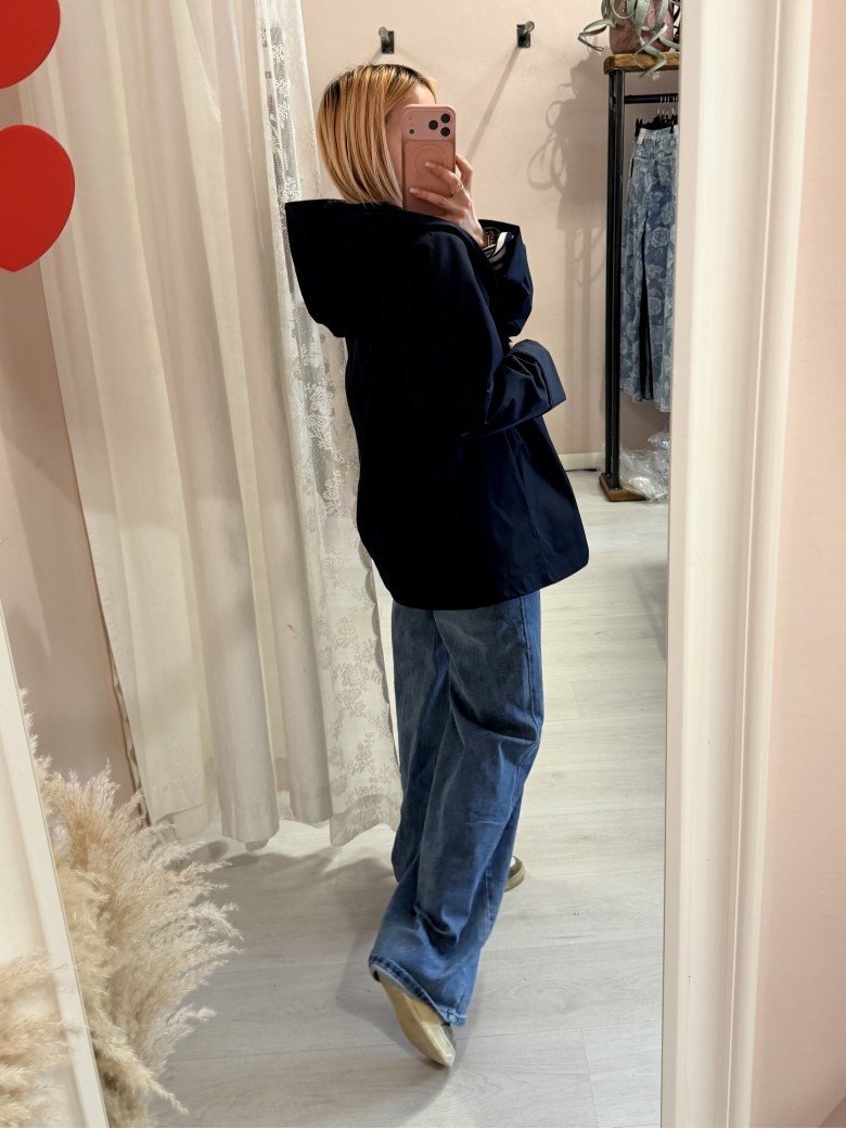 Giubbino trench impermeabile blu