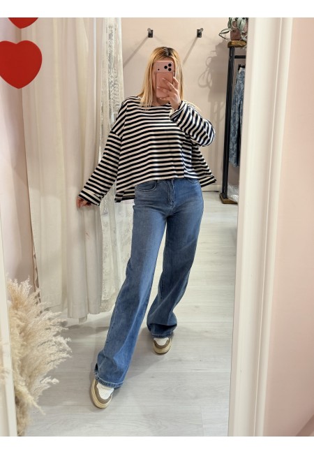 Maglia felpina a righe blu