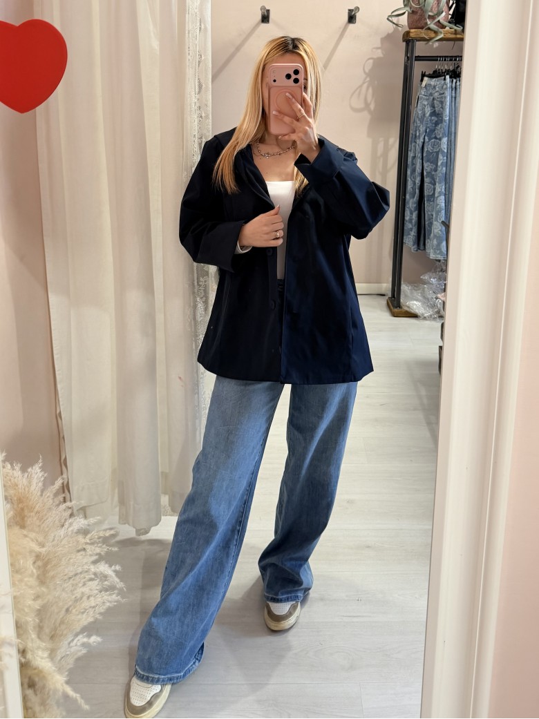 Giubbino trench impermeabile blu