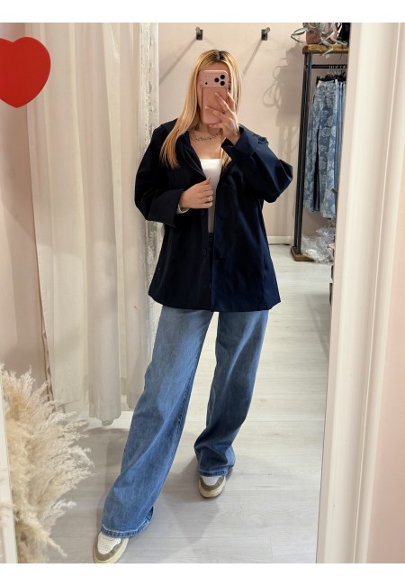 Giubbino trench impermeabile blu