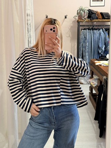 Maglia felpina a righe blu