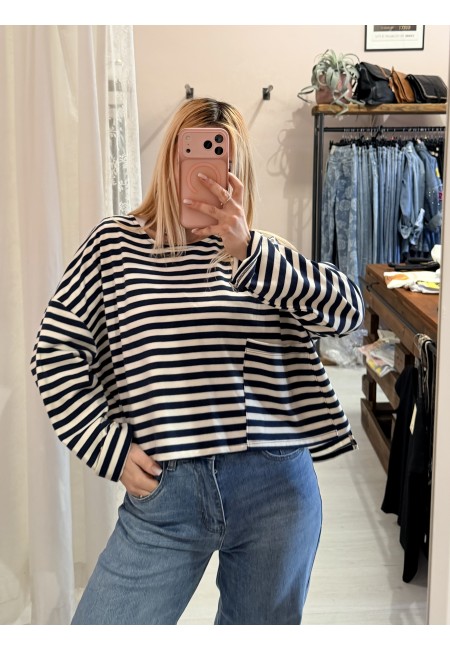 Maglia felpina a righe blu