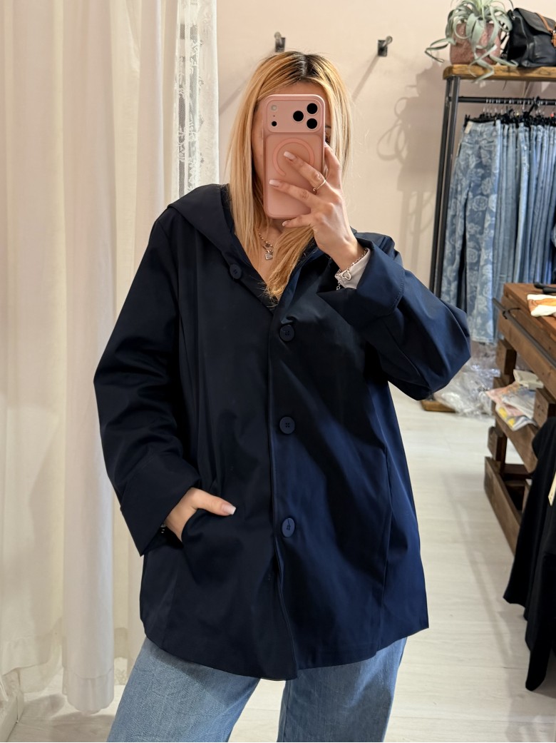 Giubbino trench impermeabile blu