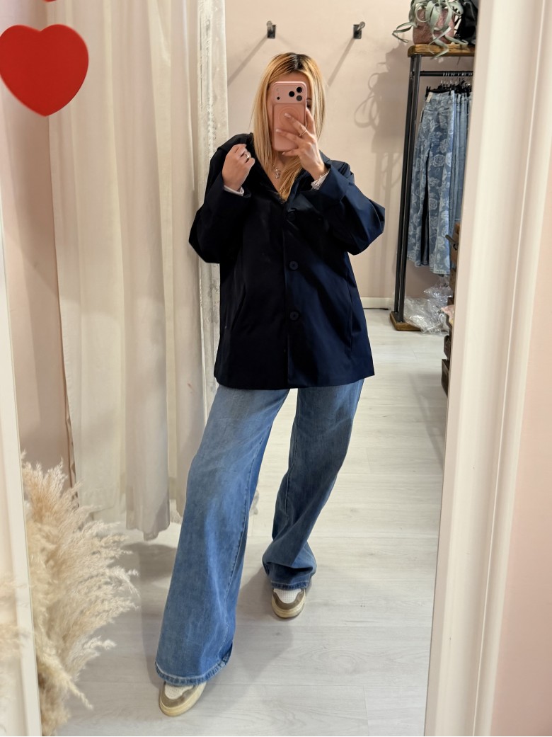 Giubbino trench impermeabile blu