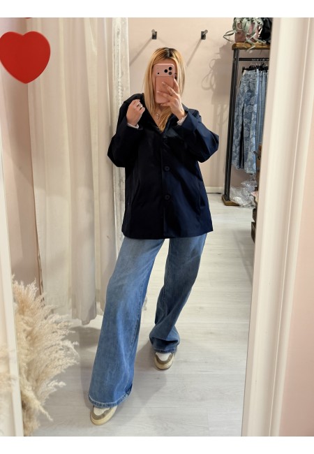 Giubbino trench impermeabile blu