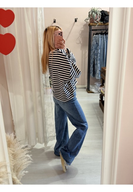 Maglia felpina a righe blu