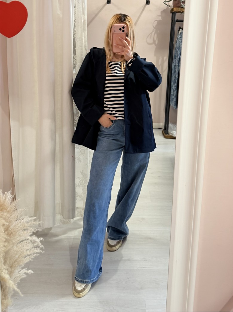 Maglia felpina a righe blu