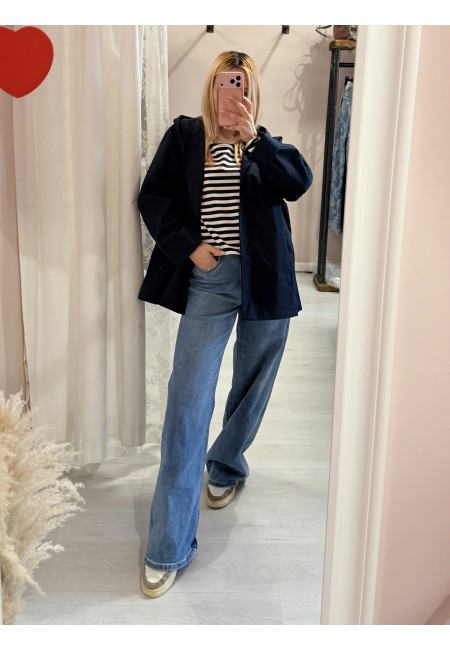 Maglia felpina a righe blu