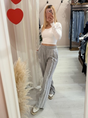 Pantaloni tuta con rigo in pizzo GRIGI 2