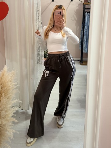 Pantaloni tuta con rigo in pizzo VERDI