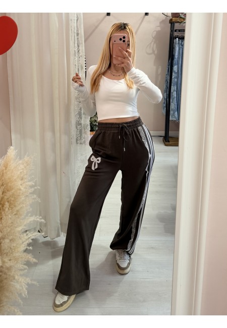 Pantaloni tuta con rigo in pizzo VERDI