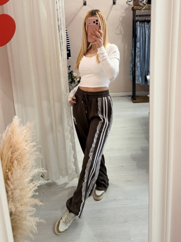 Pantaloni tuta con rigo in pizzo VERDI 2