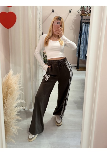 Pantaloni tuta con rigo in pizzo VERDI