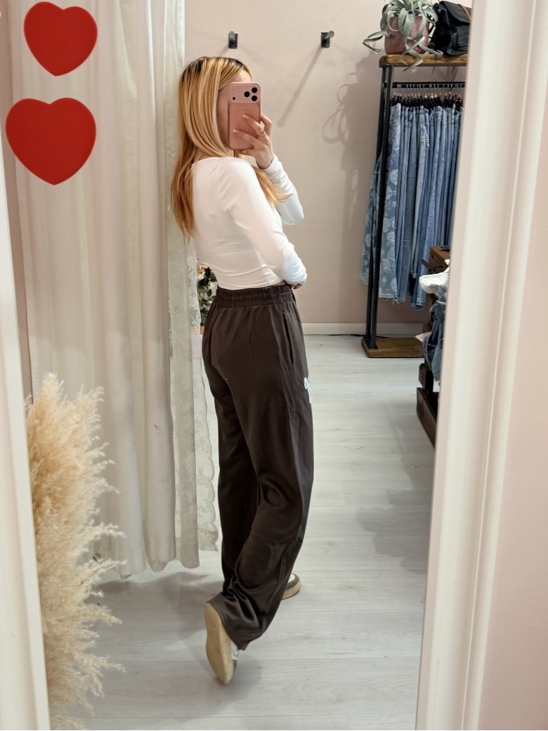 Pantaloni tuta con rigo in pizzo VERDI