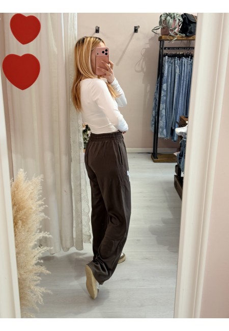 Pantaloni tuta con rigo in pizzo VERDI