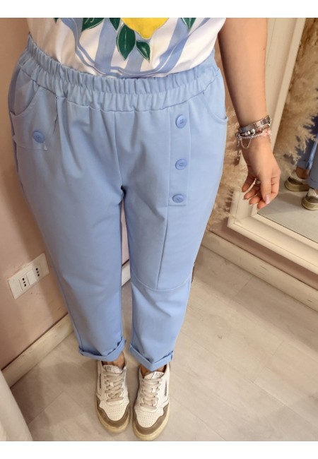 Pantaloni bottoncini azzurri