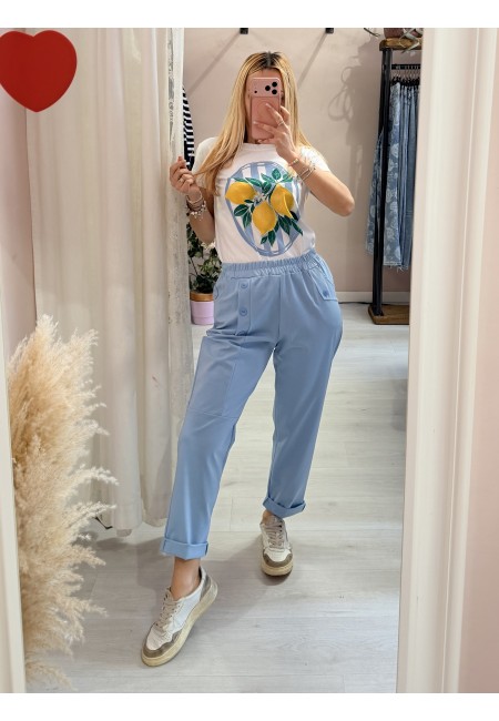 Pantaloni bottoncini azzurri