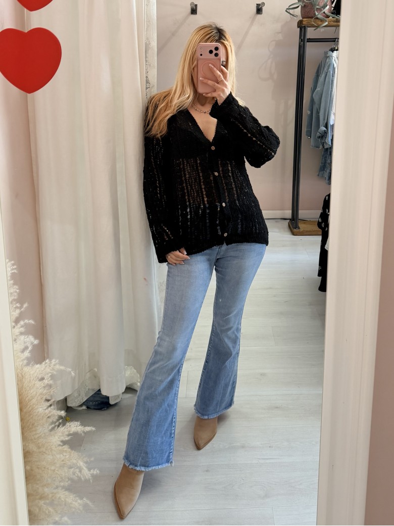 Cardigan crochet nero