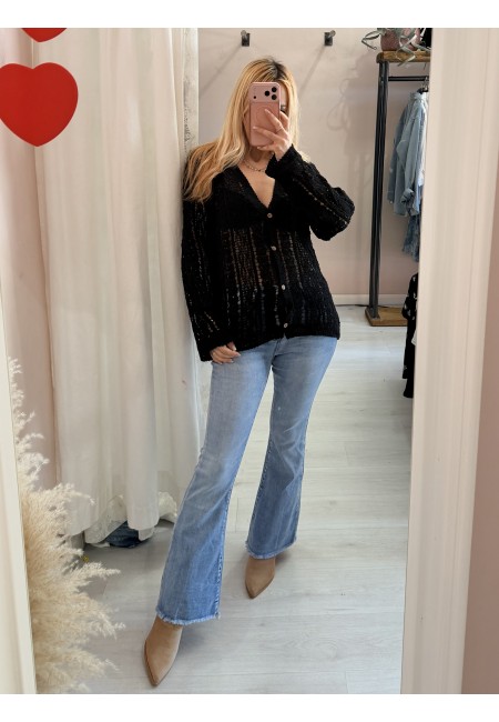 Cardigan crochet nero