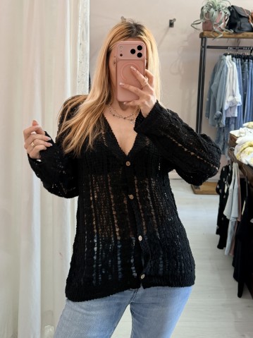 Cardigan crochet nero