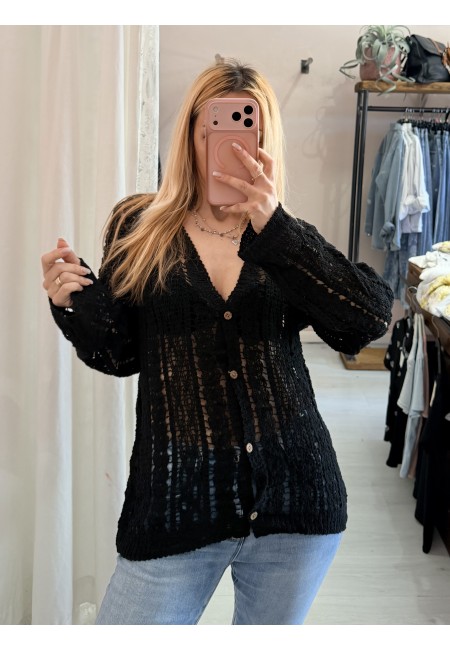 Cardigan crochet nero