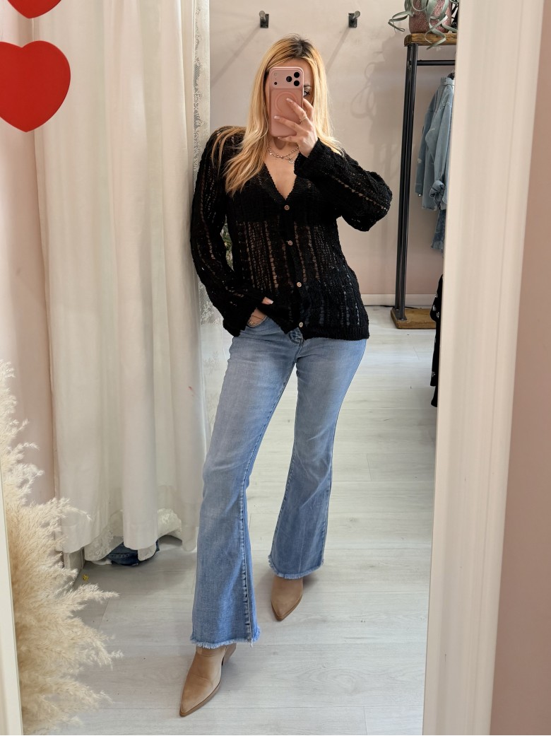 Cardigan crochet nero