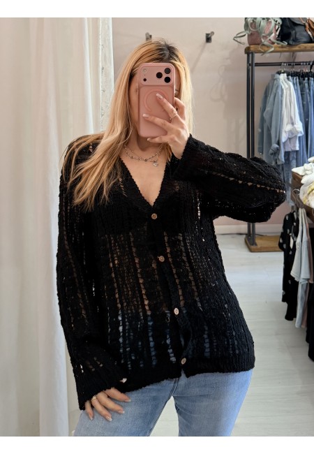 Cardigan crochet nero
