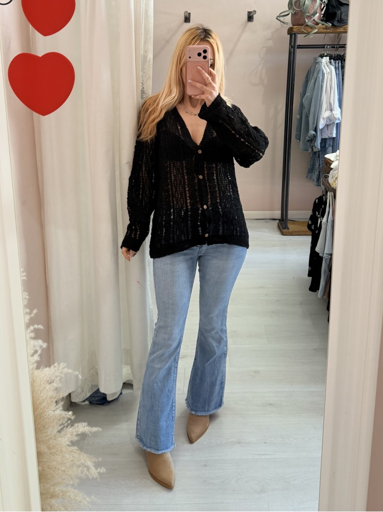 Cardigan crochet nero