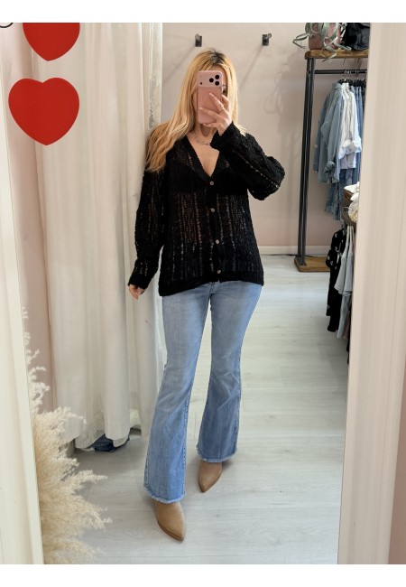 Cardigan crochet nero