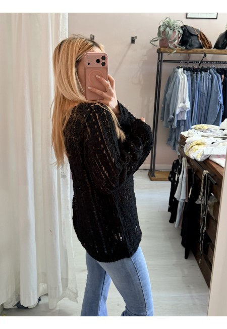 Cardigan crochet nero