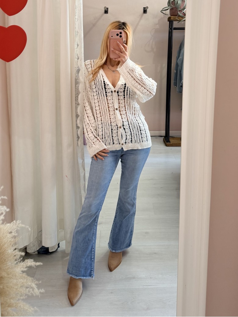 Cardigan crochet bianco