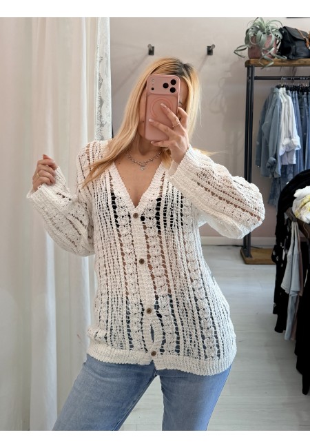 Cardigan crochet bianco